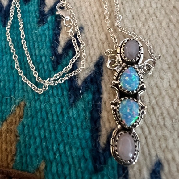 ❤️ Ethiopian Opal & Rose Quartz Necklace Southwestern Influence - Picture 1 of 10